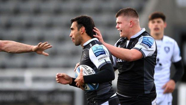 Argentina's Matias Orlando claimed his first try for Newcastle on only his second start