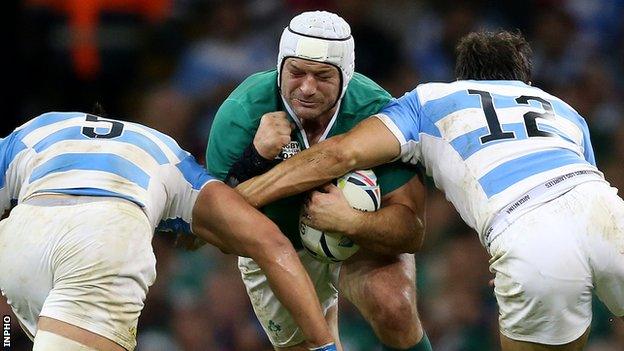 Rory Best in action against Argentina in the 2015 World Cup