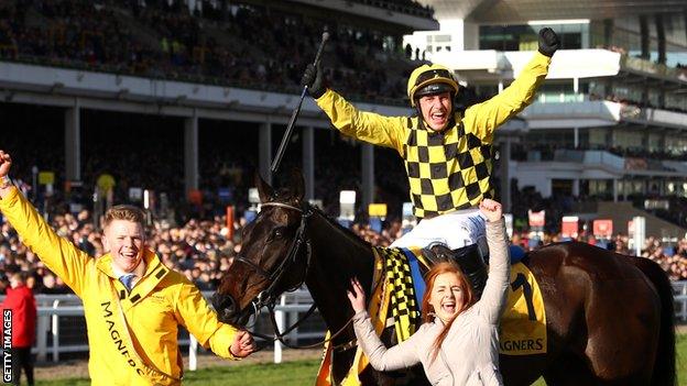 Paul Townend celebrates on Al Boum Photo