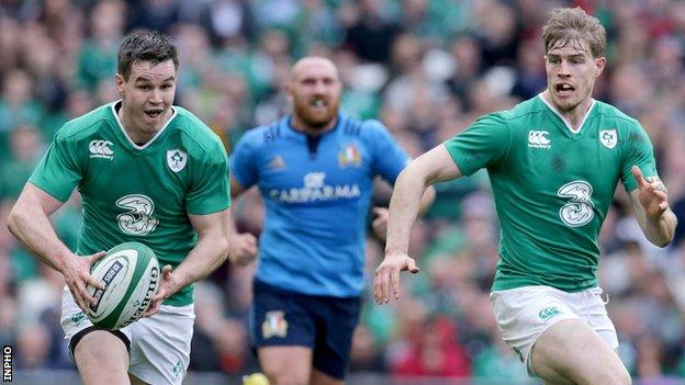 Johnny Sexton and Andrew Trimble in action against Italy last season