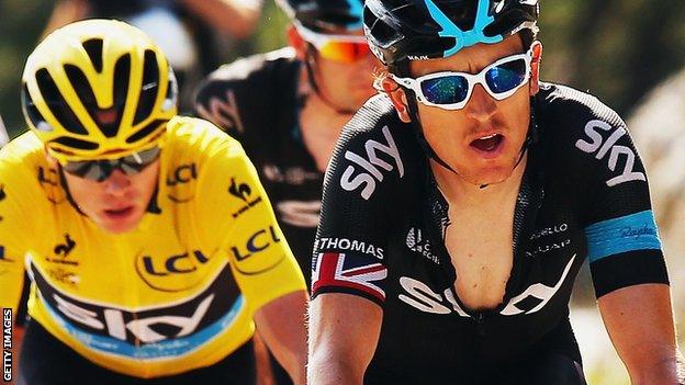 Geraint Thomas (right) with Chris Froome (left)