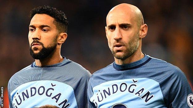 Manchester City's players wore shirts paying tribute to Gundogan when he suffered injury