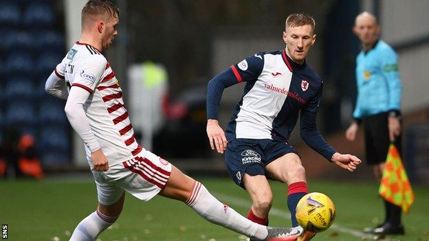 Hamilton's Jamie Hamilton and Raith Rovers' Liam Dick