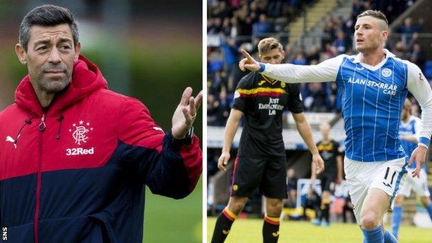 Rangers manager Pedro Caixinha and Michael O'Halloran