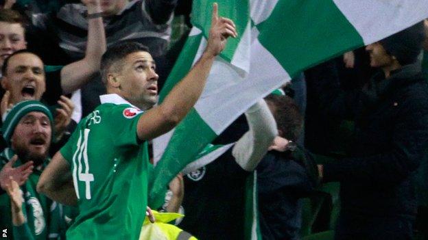Republic of Ireland's Jon Walters celebrates scoring against Bosnia-Herzegovina