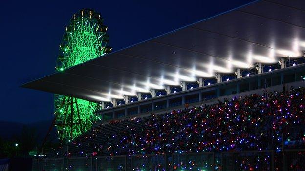 The sky illuminated at the Japanese Grand Prix