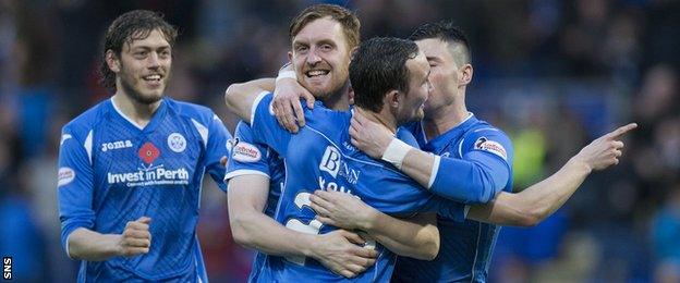 St Johnstone players celebrating