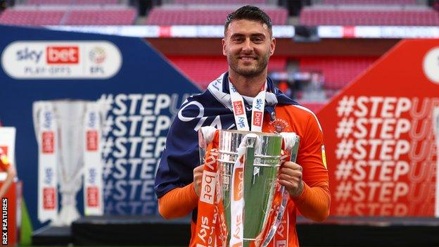 Gary Madine was a second half substitute in Blackpool's League One play-off final win against Lincoln at Wembley last month