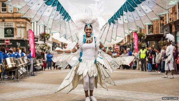 Carnival costume on street of Leeds