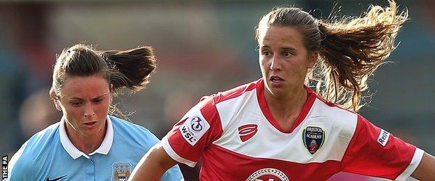 Bristol Academy's Tatiana Pinto (r)