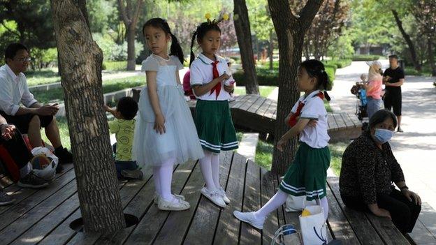 Children in park in China