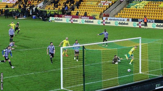 Josh Martin scores Norwich City's equaliser against Sheffield Wednesday