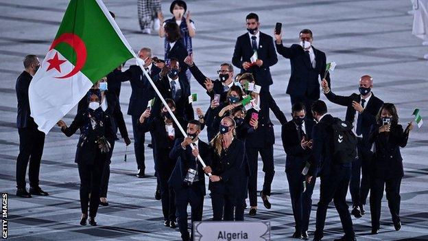 The Algerian delegation at the opening ceremony of Tokyo 2020