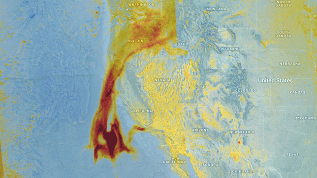 Satellite image of wildfires