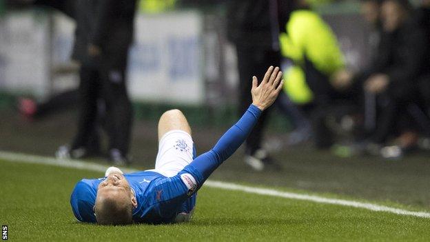 Kenny Miller writhes in agony after rupturing his hamstring