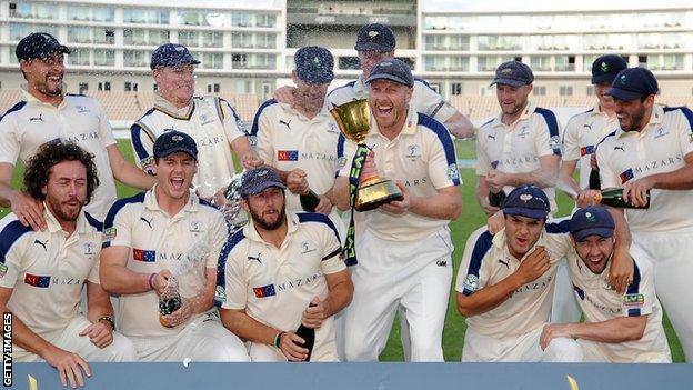 Yorkshire with the County Championship Cup