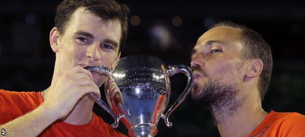 Jamie Murray partnered Bruno Soares (right) to victory in Melbourne