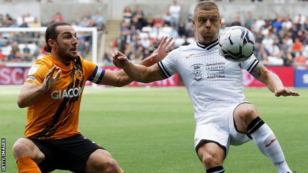 Hull captain Lewie Coyle challenges Jake Bidwell