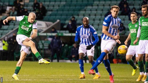 Alex Gogic fires Hibs into a two-goal lead