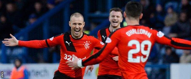 Kenny Miller celebrates after scoring for Rangers