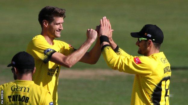 Gloucestershire celebrate a wicket