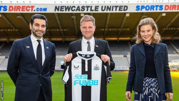 Mehrdad Ghodoussi, Eddie Howe and Amanda Staveley