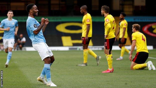 Raheem Sterling (second from left) celebrates