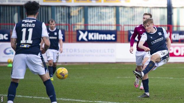 Max Anderson scores for Dundee against Arbroath