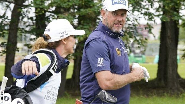 Lee Westwood and his caddie Helen Storey