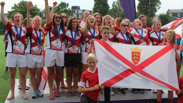 Jersey celebrate their Island Games gold medal