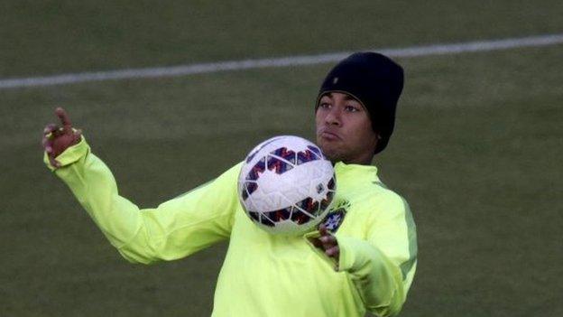 Neymar training in Santiago, Chile (17 June)