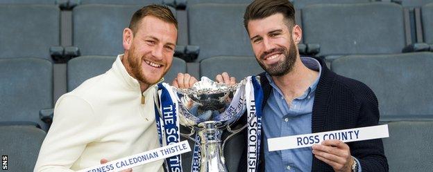 Inverness defender Gary Warren and Ross County midfielder Rocco Quinn