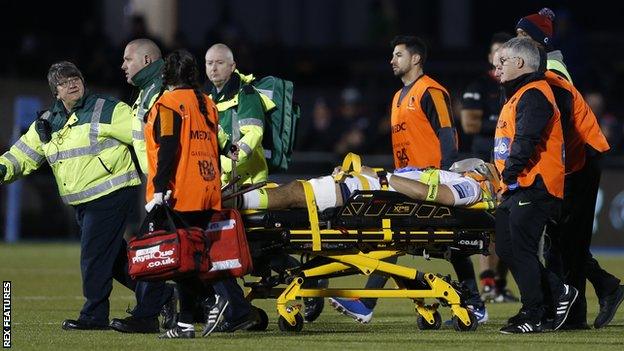 Michael Fatialofa is stretchered off