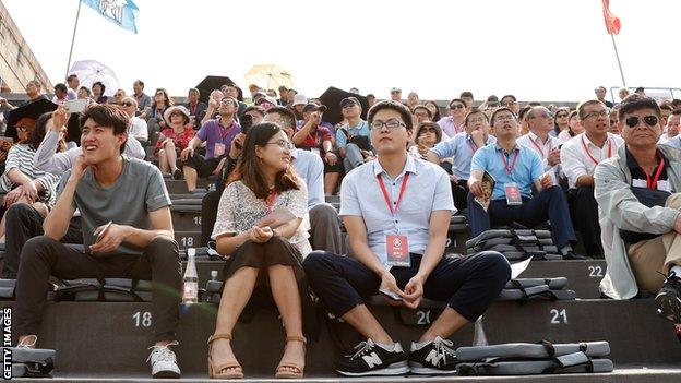 Chinese fans watch as Port Adelaide Power play Gold Coast Suns in Shanghai