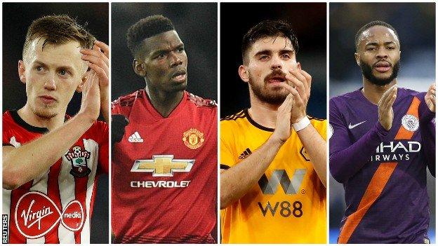 James Ward-Prowse, Paul Pogba, Ruben Neves, Raheem Sterling