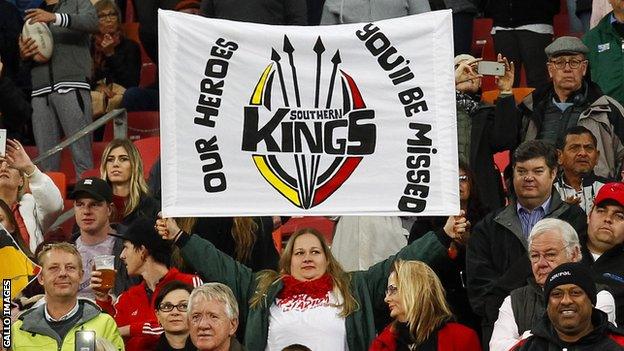 A Southern Kings fan says goodbye to the Southern Kings as they face the Cheetahs at Nelson Mandela Bay Stadium, Port Elizabeth, this month