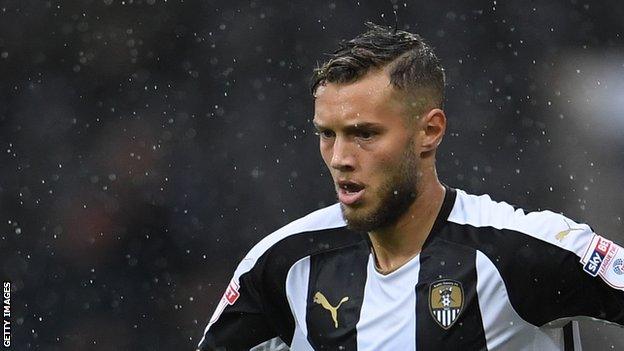 Jorge Grant plays for Notts County during the League Two match against Forest Green Rovers at Meadow Lane in October 2017