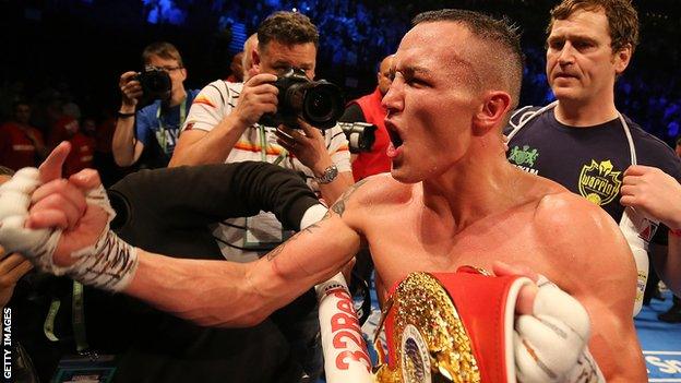 IBF super-featherweight world champion Josh Warrington after defeating Kid Galahad