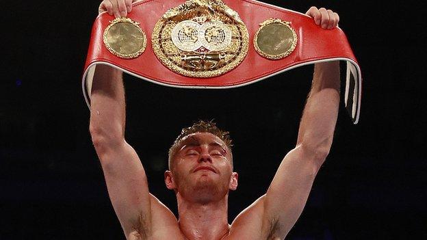 The spoils of victory - Ryan Burnett celebrates with the IBF world bantamweight belt