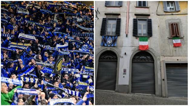 Atalanta flags and the streets of Bergamo