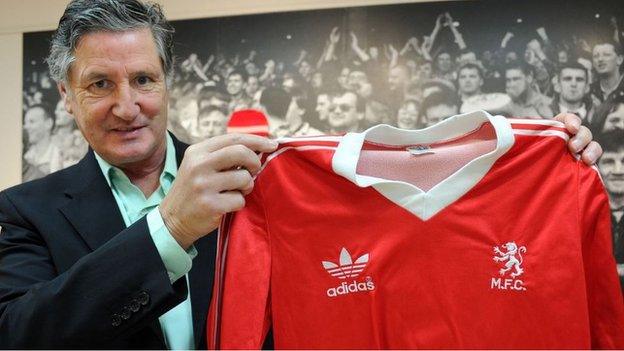 Jim Platt with the shirt George Best wore during his testimonial game in 1981