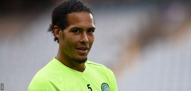 Celtic defender Virgil van Dijk in training in Malmo