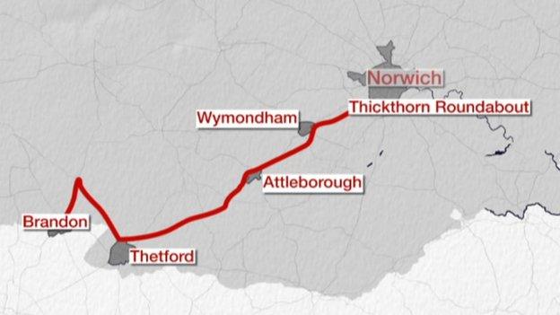 Dumper truck journey from Norwich to Brandon