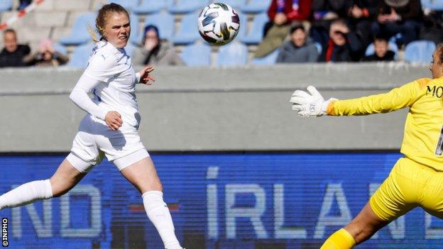 Agla Maria Albersdottir opened the scoring in Reykjavik