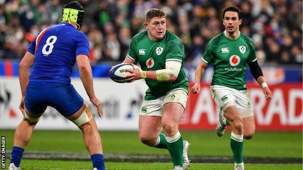 Tadhg Furlong playing against France