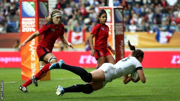 Emily Scarratt scores a try