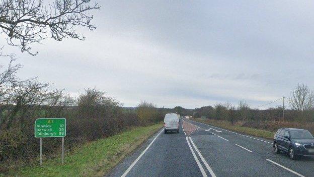 Stretch of A1 with road sign