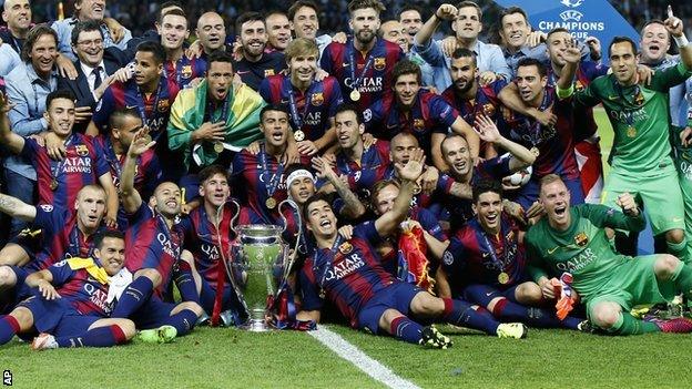 Barcelona celebrate winning the 2015 Champions League