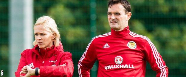 Scotland manager Shelley Kerr and assistant Andy Thomson