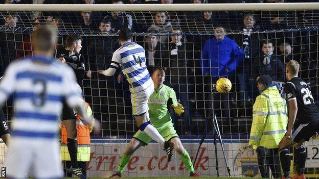 Morton's Thomas O'Ware scores against St Mirren